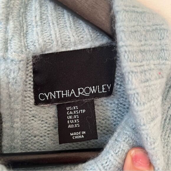 Cynthia Rowley Baby Blue Wool Blend Mock Neck Sweater - Picture 4 of 8
